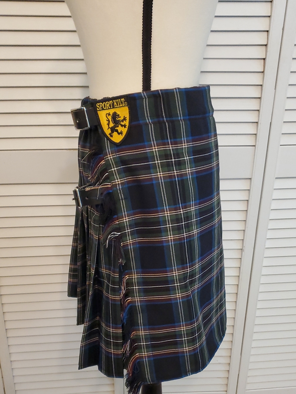Sport Kilt Women's Classic Green Plaid Tartan Kilt Skirt Pleats, Size Medium